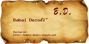 Babai Dezső névjegykártya